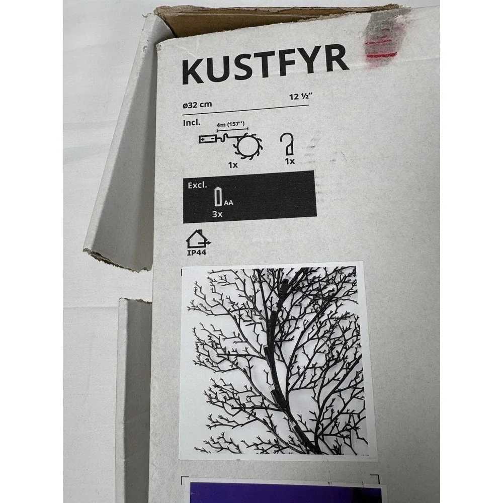 Ikea KUSTFYR Halloween Wreath BLACK with PURPLE LED Lights 705.603.66
